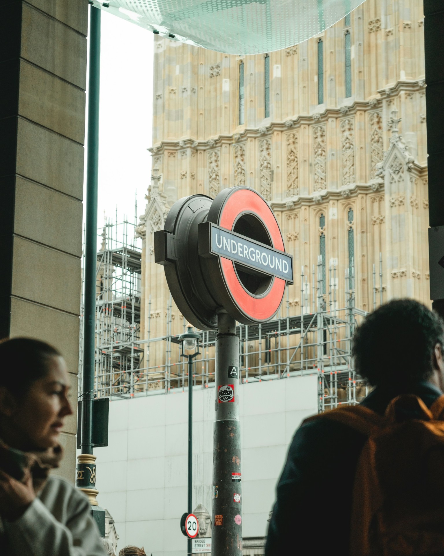 London Underground sign with the Palace of Westminster behind, illustrating critical national infrastructure